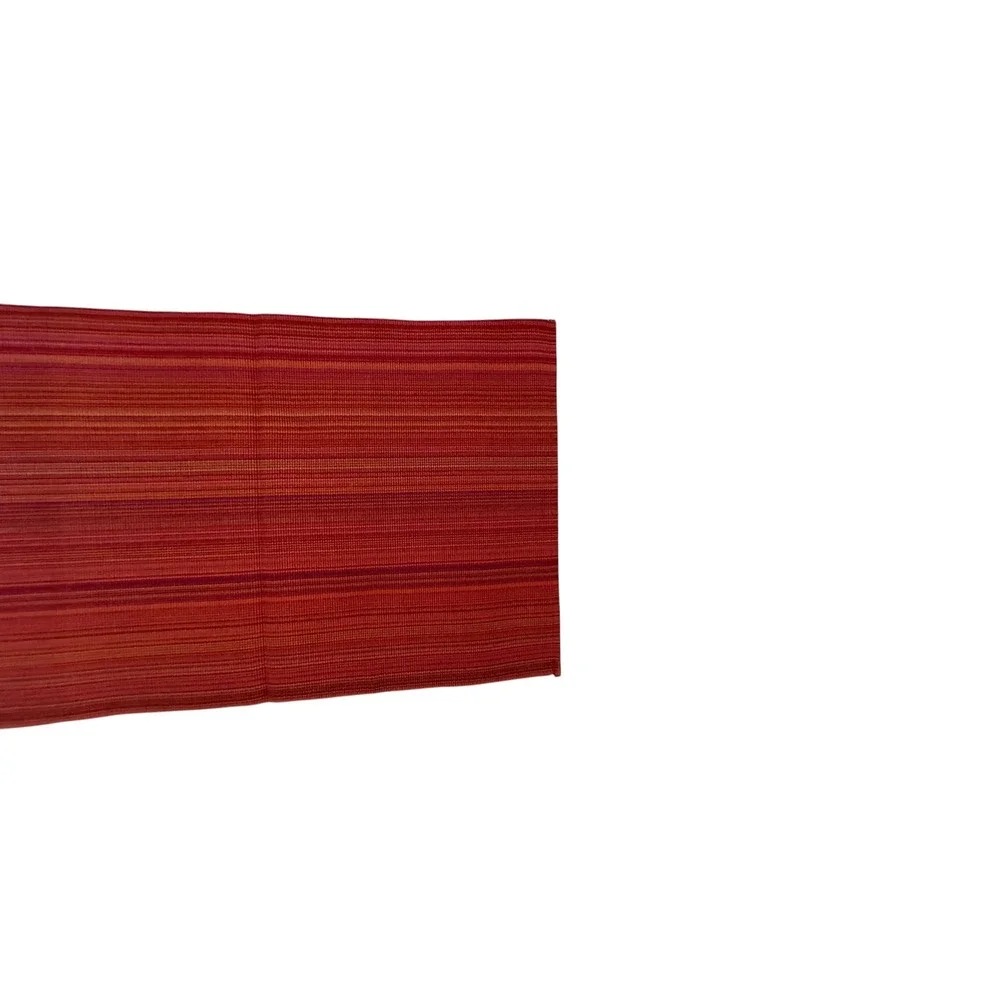 Crate & Barrel Owen Table Runner Red/Rusty Orange Striped Woven 14x90  Decor